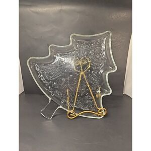Indiana Glass Serving Tray Christmas Tree 12" Vintage Plate With Box